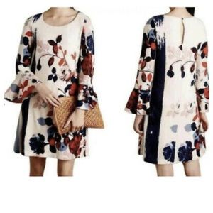 Anthropologie MAEVE Floral Bell Sleeve Dress